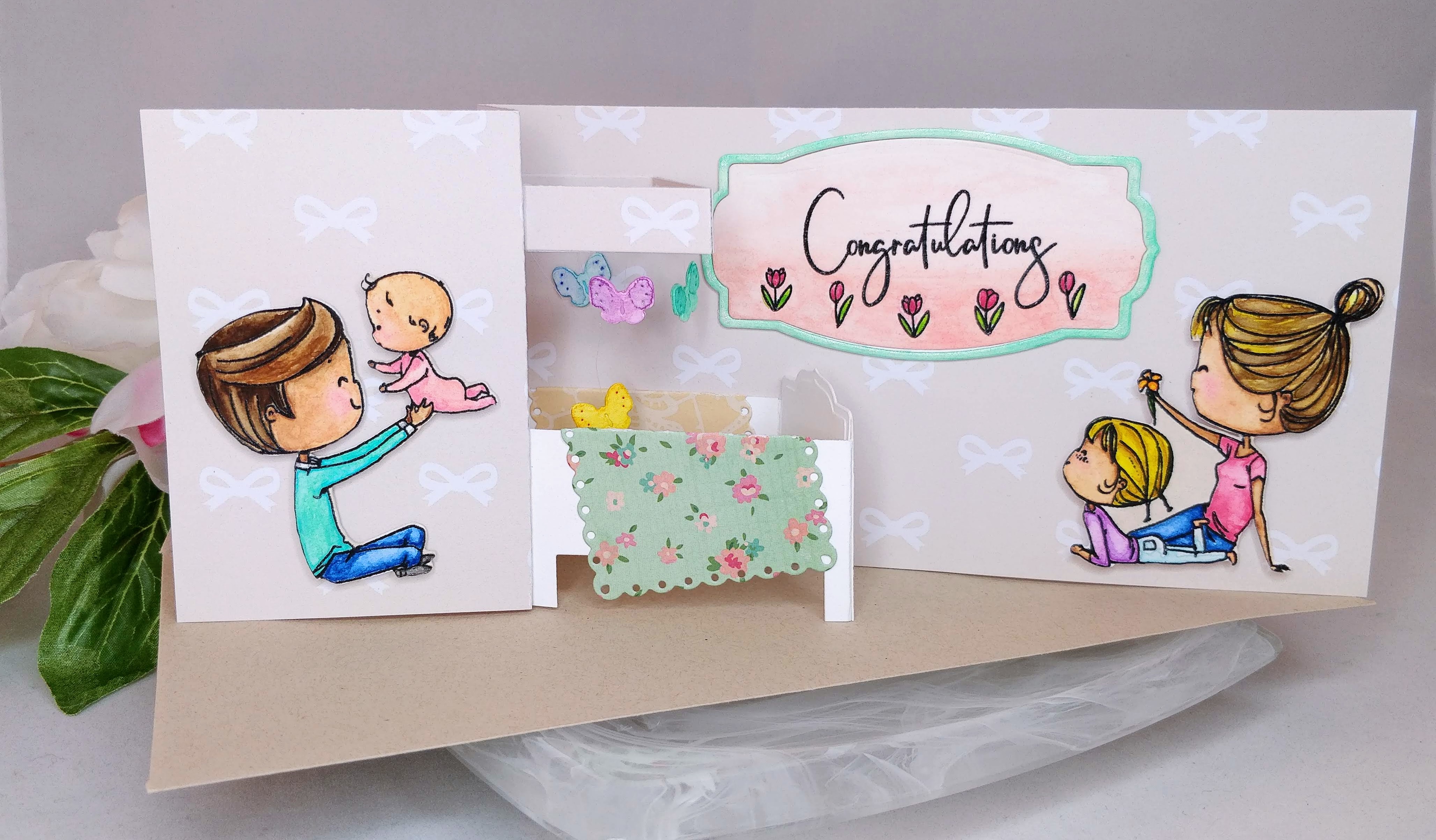 Pop-up Crib Baby Shower Card