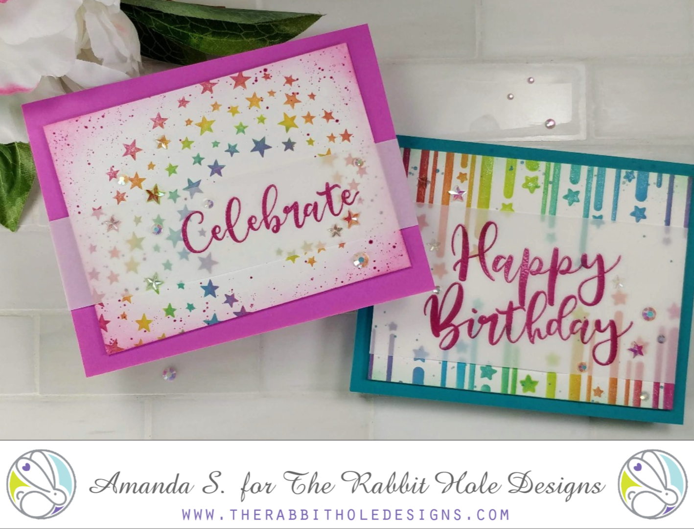 Rainbow Stenciled Birthday Cards